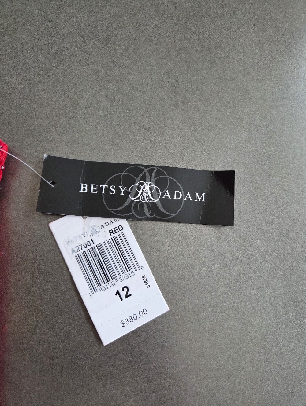 Betsy & Adam Red Mesh Rhinestone Halter Sleeveless Sheath Gown Size 12 NWT $380 - Picture 6 of 9